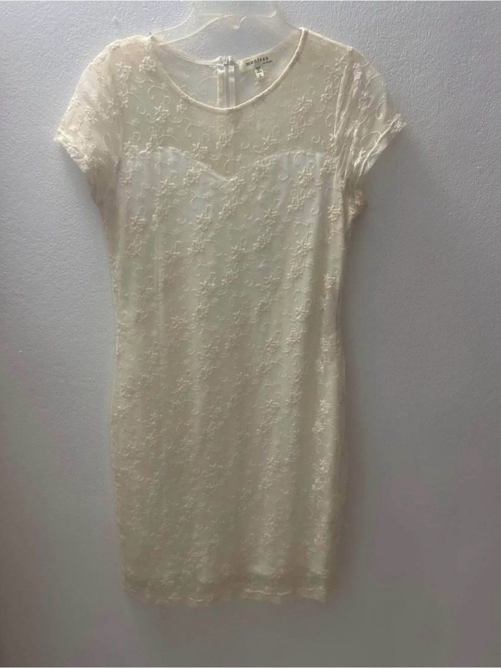 Mossimo Supply Co. Lace Overlay Short Sleeve Sheath Dress — Cream